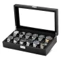 Ditur Klokkeboks 12 klokker Svart Imitert karbon DIT0000238