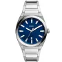 Fossil FS5822 klokke med Blå urskive og en urkasse med 42 mm i diameter og en Lenke i Sølv
