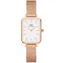 Daniel Wellington Quadro DW00100431 klokke med Hvit urskive og en urkasse med 20 mm i diameter og en Meshlenke  i Rosagull