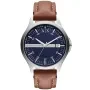 Armani Exchange Hampton AX2133 klokke med Blå urskive og en urkasse med 46 mm i diameter og en Skinnreim i Brun