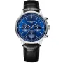 Bonvier Chronograph BV016 klokke for Herre med Blå skive, 42 mm i diameter og med Svart Skinnreim klokkereim