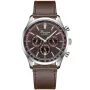 Bonvier Chronograph BV032 klokke for Herre med Rød skive, 43 mm i diameter og med Brun Skinnreim klokkereim