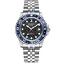 Dissing Diver GMT D1124 klokke med Svart urskive og en urkasse med 42 mm i diameter og en Lenke i Sølv