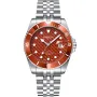 Dissing Diver D1130 klokke for Herre med Oransje skive, 43 mm i diameter og med Stål Lenke klokkereim