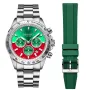 Dissing MK9 Christmas Limited Edition D1458 klokke for Herre med Grønn, Rød skive, 43 mm i diameter og med Stål Lenke klokkereim