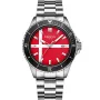 Dissing Diver Denmark D1500 klokke med Rød urskive og en urkasse med 43 mm i diameter og en Lenke i Sølv