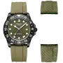Dissing Diver GMT D1488 klokke med Grønn urskive og en urkasse med 42 mm i diameter og en Gummireim i Grønn