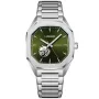 Lugano Automatic L0102 klokke med Grønn urskive og en urkasse med 41 mm i diameter og en Lenke i Sølv