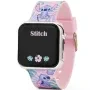 Accutime Lilo & Stich LED Watch P001617 klokke med Svart urskive og en urkasse med 35 mm i diameter og en Gummireim i Rosa, Lilla