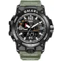 SMAEL Military KXD0600 klokke med Svart urskive og en urkasse med 51 mm i diameter og en Gummireim i Grønn