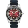 Spinnaker Fleuss Oxblood SP-5055-07 klokke med Rød urskive og en urkasse med 43 mm i diameter og en Skinnreim i Svart