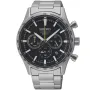 Seiko Chronograph SSB413P1 klokke med Svart urskive og en urkasse med 43 mm i diameter og en Lenke i Sølv