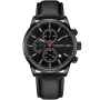 Studsgaard Chronograph S0045 klokke med Svart urskive og en urkasse med 42 mm i diameter og en Skinnreim i Svart