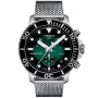 Tissot Seastar 1000 Chronograph T1204171109100 klokke med Grønn urskive og en urkasse med 46 mm i diameter og en Meshlenke  i Sølv