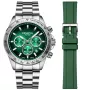 Dissing MK9 Set Limited Edition D1498 klokke for Herre med Grønn skive, 43 mm i diameter og med Stål Lenke klokkereim