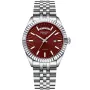 Dissing Day Date D1093 klokke for Herre med Rød skive, 41 mm i diameter og med Stål Lenke klokkereim