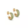 Enamel Mini Sparkling Luna Hoops Øredobber 18 kt. Gullforgylt sølv E285G-Green CZ
