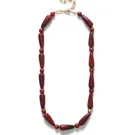 ANNI LU Red Jasper Halskjede Forgylt messing 262-20-46