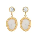 Velara Costa Pearl & Crystal Drops Øredobber Gullforgylt Rustfritt Stål VLR1005